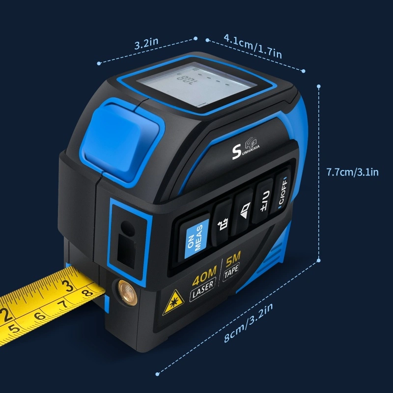4-in-1 Laser Tape Measure with Laser Level Crosshairs |130ft/40m Laser Distance+16ft/5m