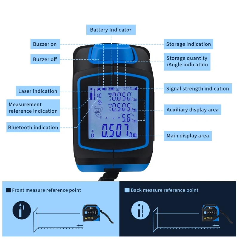 4-in-1 Laser Tape Measure with Laser Level Crosshairs |130ft/40m Laser Distance+16ft/5m